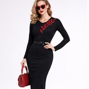 Rare Mid-Century Vintage Private Label Black Column Dress